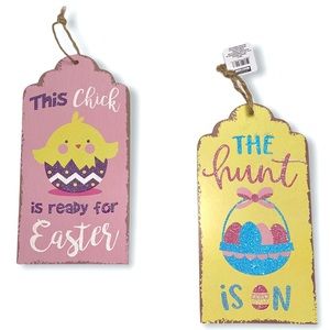 SET of EASTER Basket Chick Wood Glitter Wall Decor